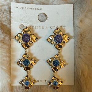 Kendra Scott Gold and Purple Blue Statement Earrings